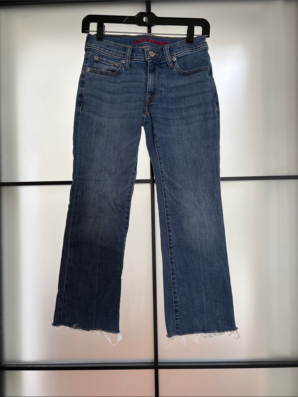 Lucky Brand Medium Blue Crop Raw Hem Women's Jeans